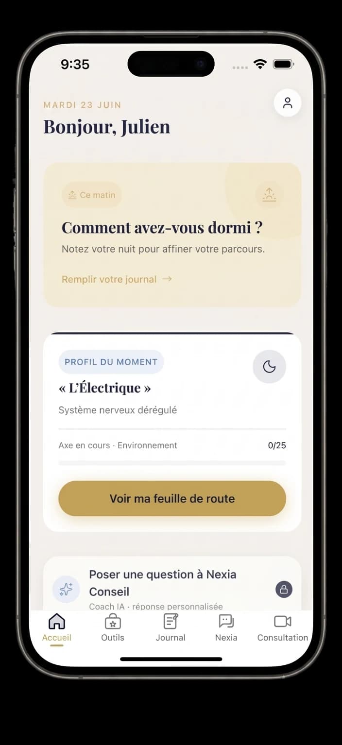 Aperçu de l'application Nexia Sommeil