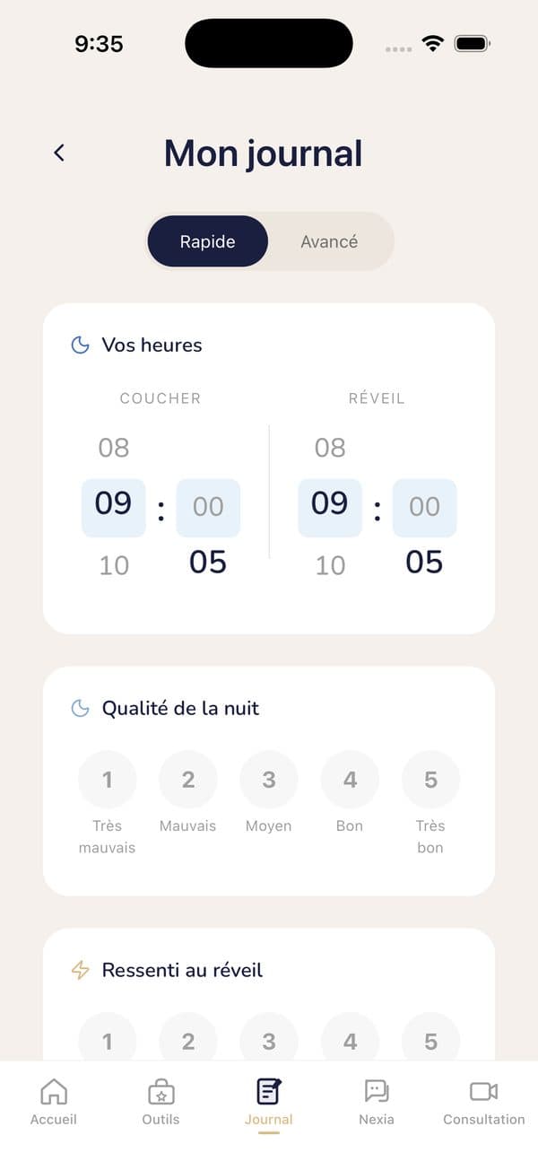 Journal de sommeil